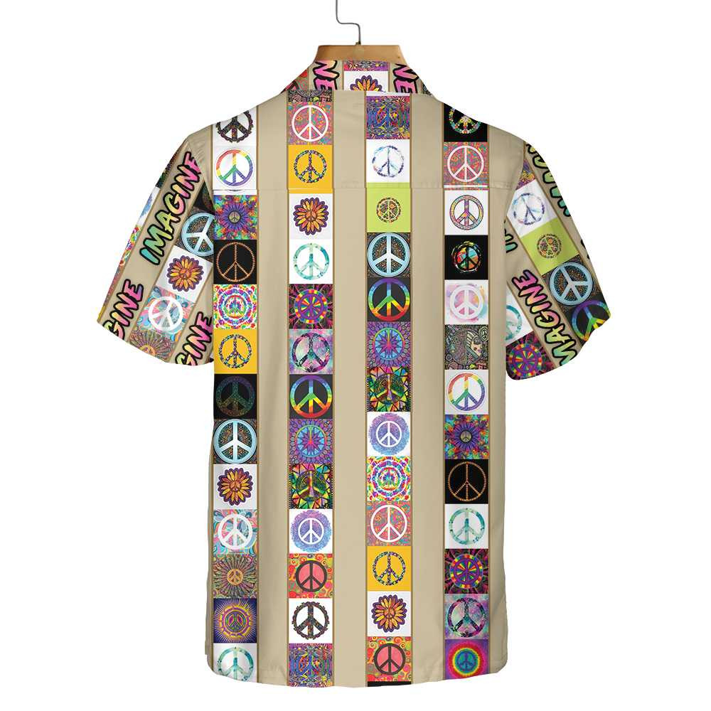 Peace Hippie Hawaiian Shirt, Peace Sign Pattern Shirt, Unique Shirt For Hippies