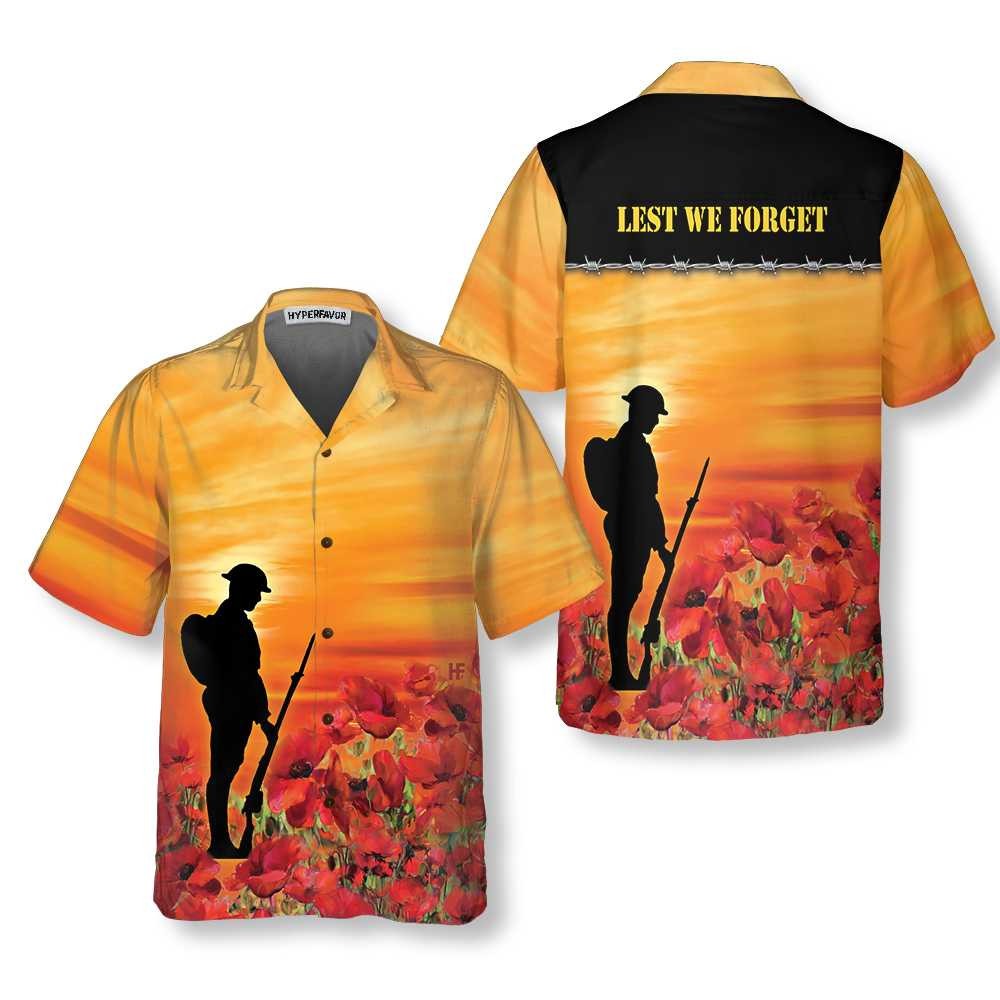 Lest We Forget Hawaiian Shirt, Proud Veteran Shirt, Best Gift For Veteran Day