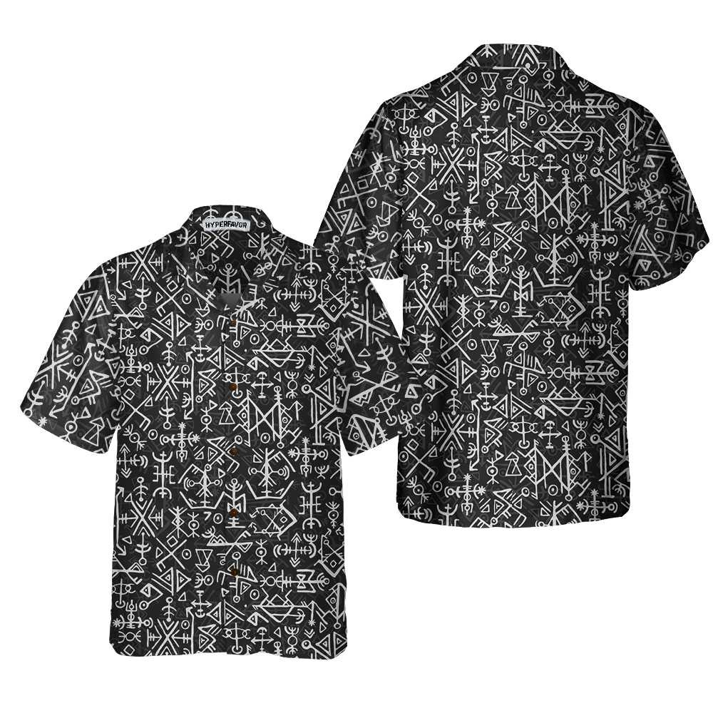 Futhark Norse Islandic And Viking Symbol Hawaiian Shirt, Seamless Pattern Viking Shirt For Men And Women
