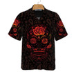 Red Mexican Sugar Skull Hawaiian Shirt, Day Of The Dead Skull Shirt