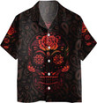 Red Mexican Sugar Skull Hawaiian Shirt, Day Of The Dead Skull Shirt