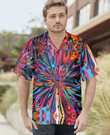 Hippie Colorful Kaleidoscope Hawaiian Shirt, Abstract Hippie Art Shirt, Unique Hippie Gift