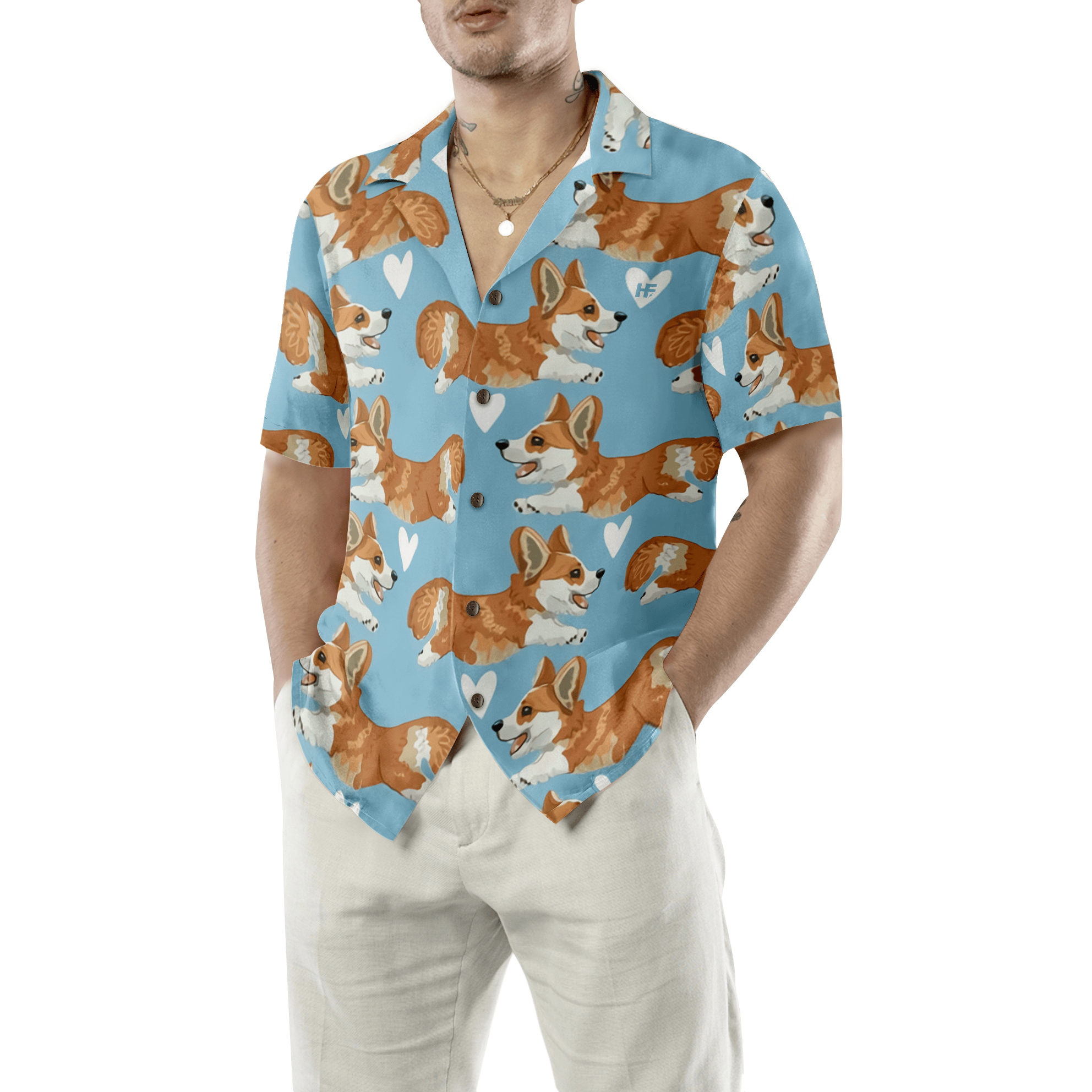 Flying Corgi Blue Hawaiian Shirt, Corgi Shirt For Men And Women