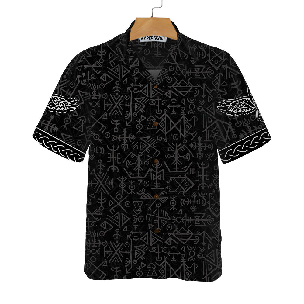 Magic Viking Symbol Hawaiian Shirt, Ethnic Norse Seamless Pattern Viking Shirt
