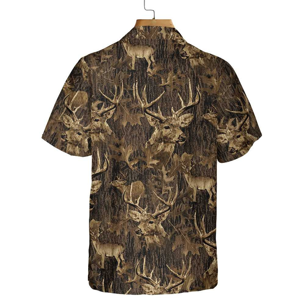 Deer Season Big Buck With Camouflage Pattern Hunting Hawaiian Shirt, Deer Hunting Camo Shirt