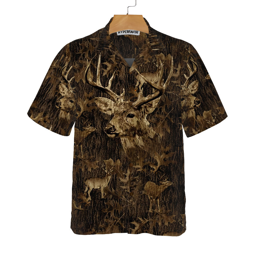 Deer Season Big Buck With Camouflage Pattern Hunting Hawaiian Shirt, Deer Hunting Camo Shirt