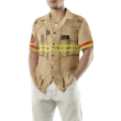 Proud Retired Firefighter Hawaiian Shirt, Cream Life Vest Work Uniform Fire Dept Logo Firefighter Shirt For Men