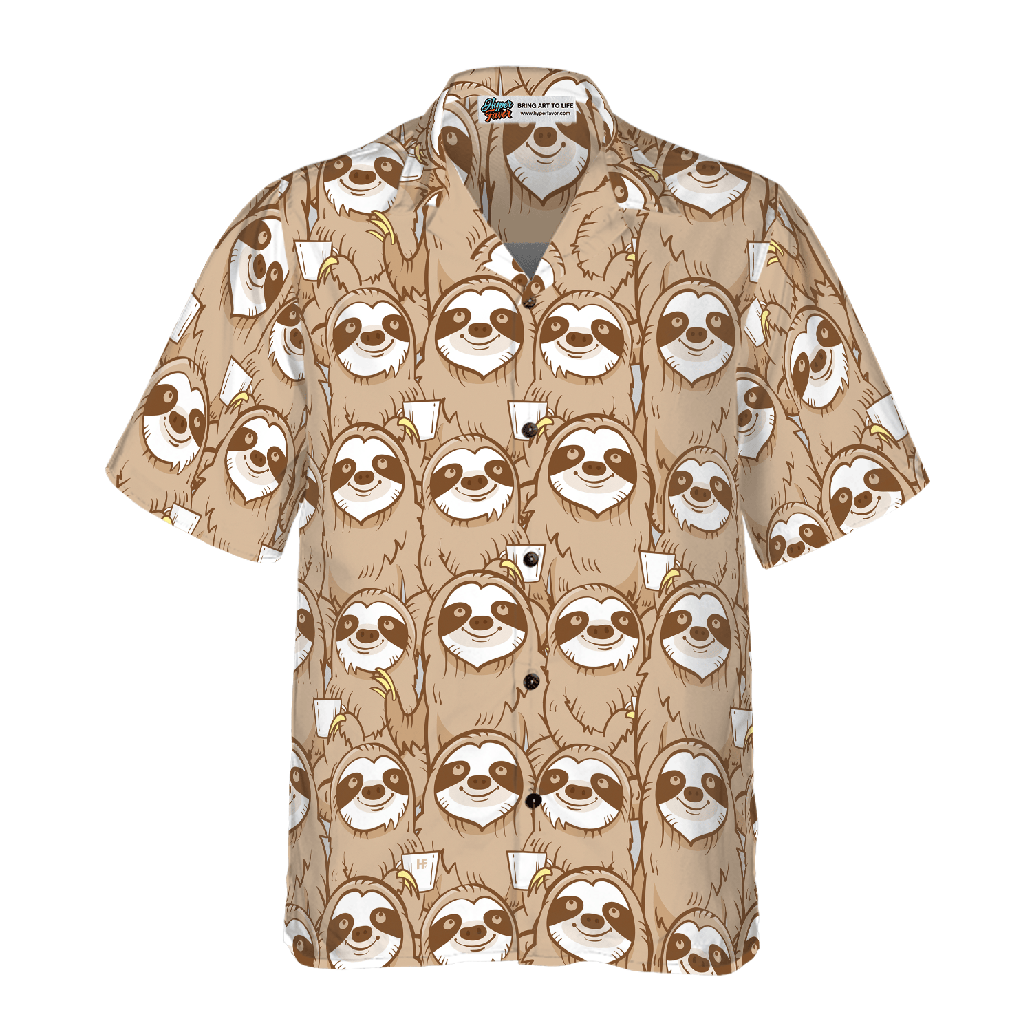 Cute Sloth Seamless Pattern Shirt For Men Hawaiian Shirt