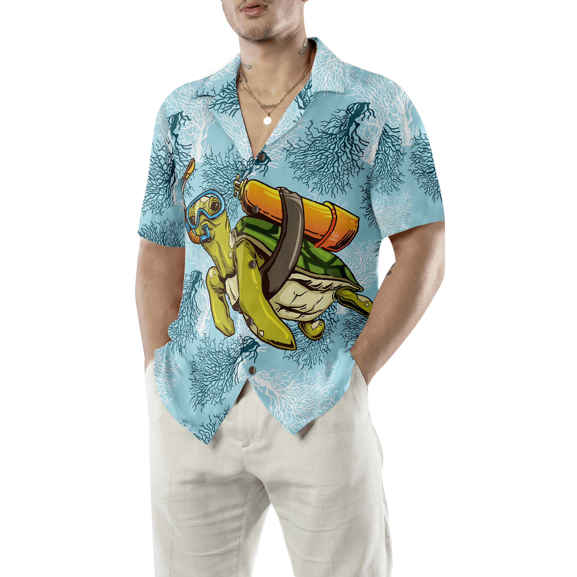 Turtle Scuba Diving Shirt For Men Hawaiian Shirt