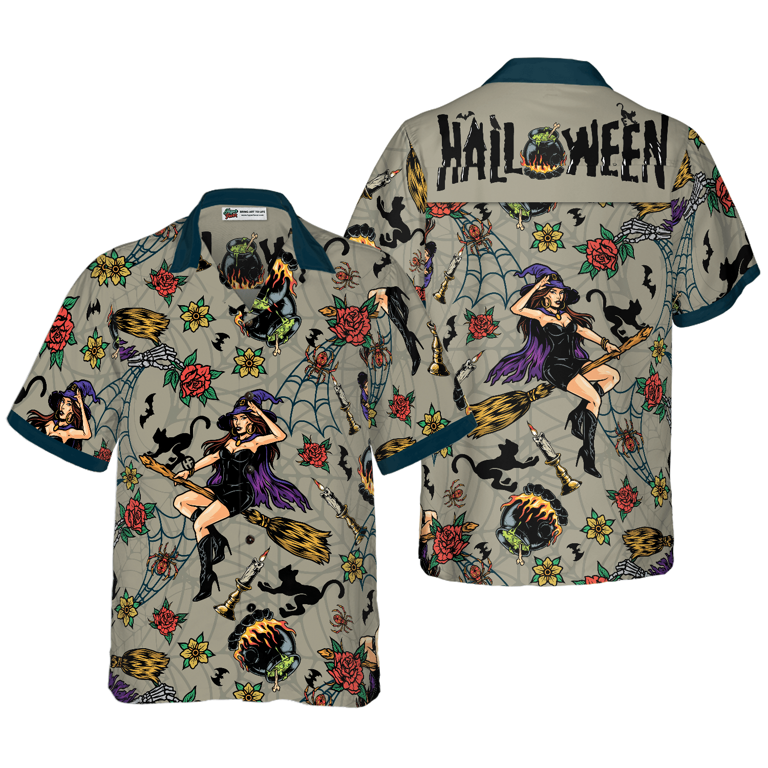 Halloween Witches Night Shirt For Men Hawaiian Shirt