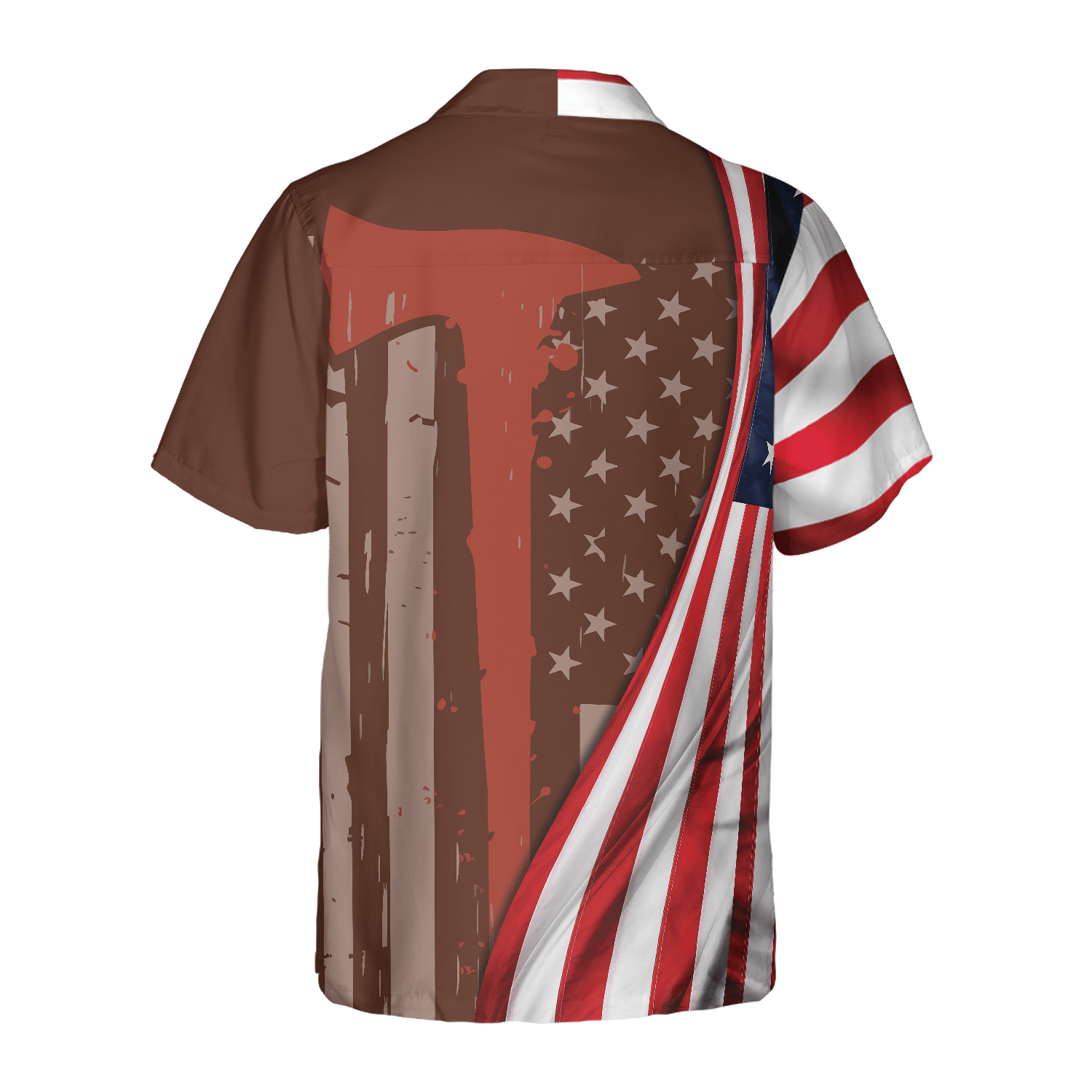 Never Forget Retired Firefighter American Flag Hawaiian Shirt, Red Axe And Logo Proud Firefighter Shirt For Men