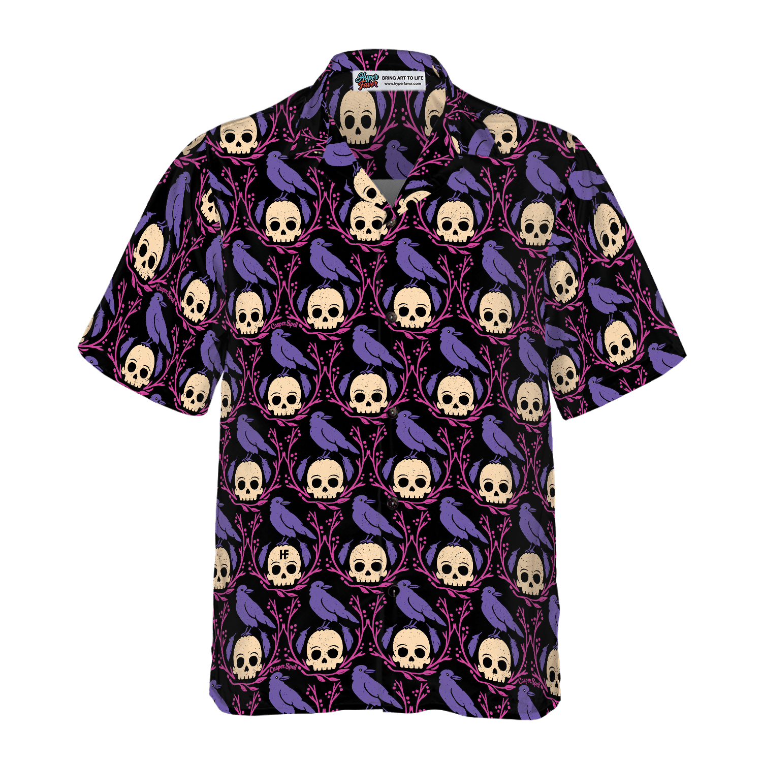 Raven Skull Halloween Shirt For Men Hawaiian Shirt