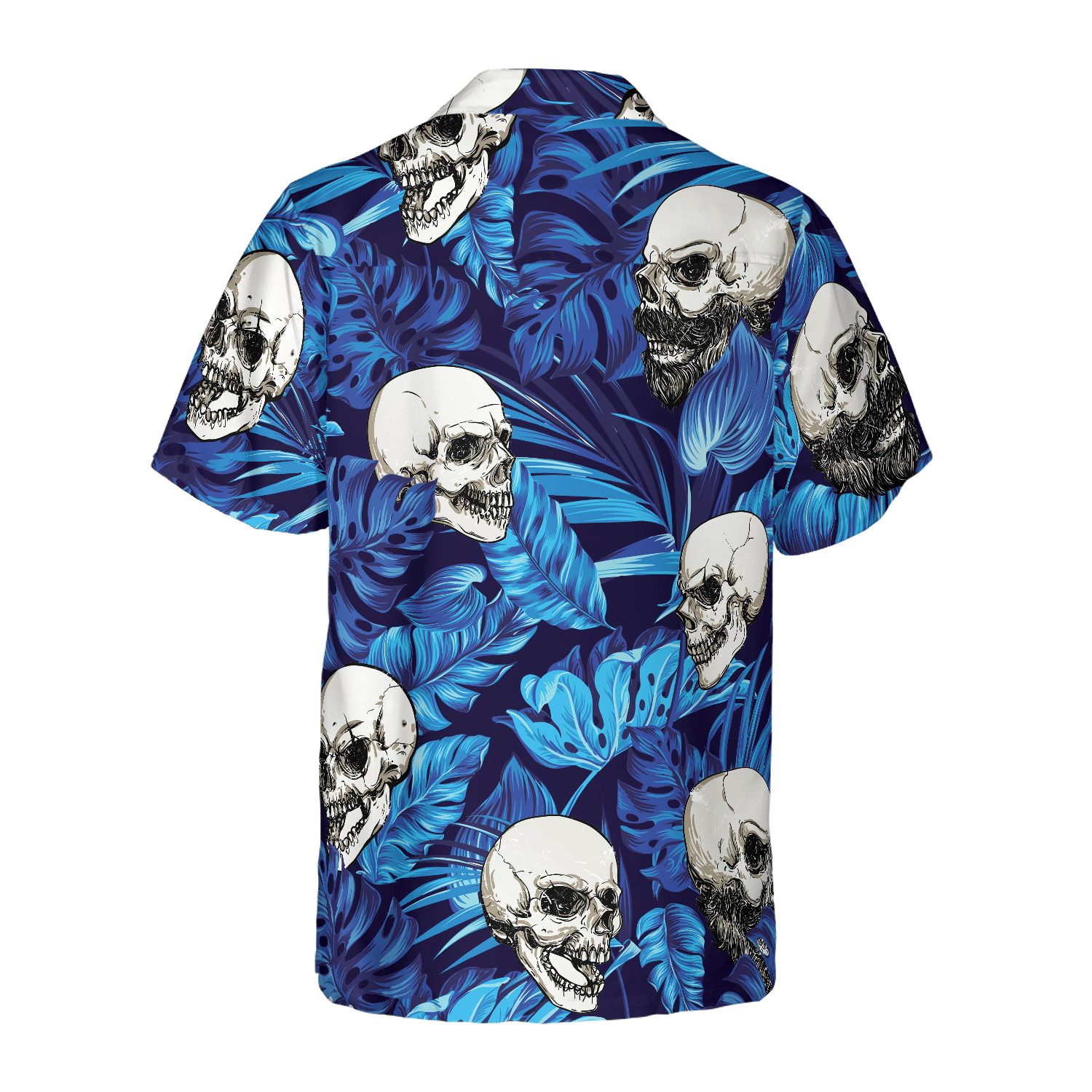 Blue Tropical Floral Summer And Skull Hawaiian Shirt