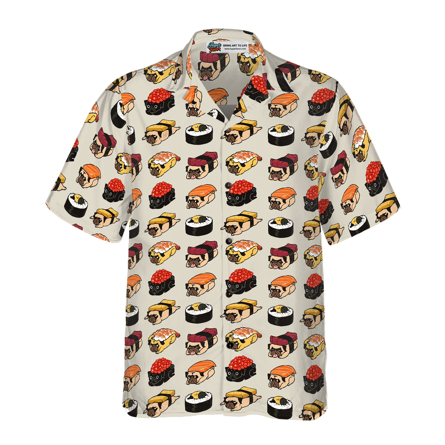 Sushi Pug Shirt For Men Hawaiian Shirt
