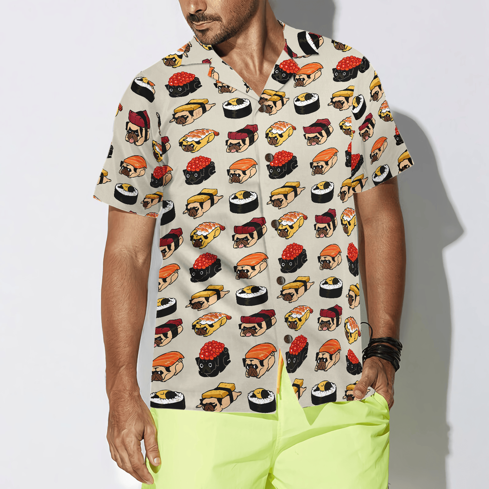 Sushi Pug Shirt For Men Hawaiian Shirt