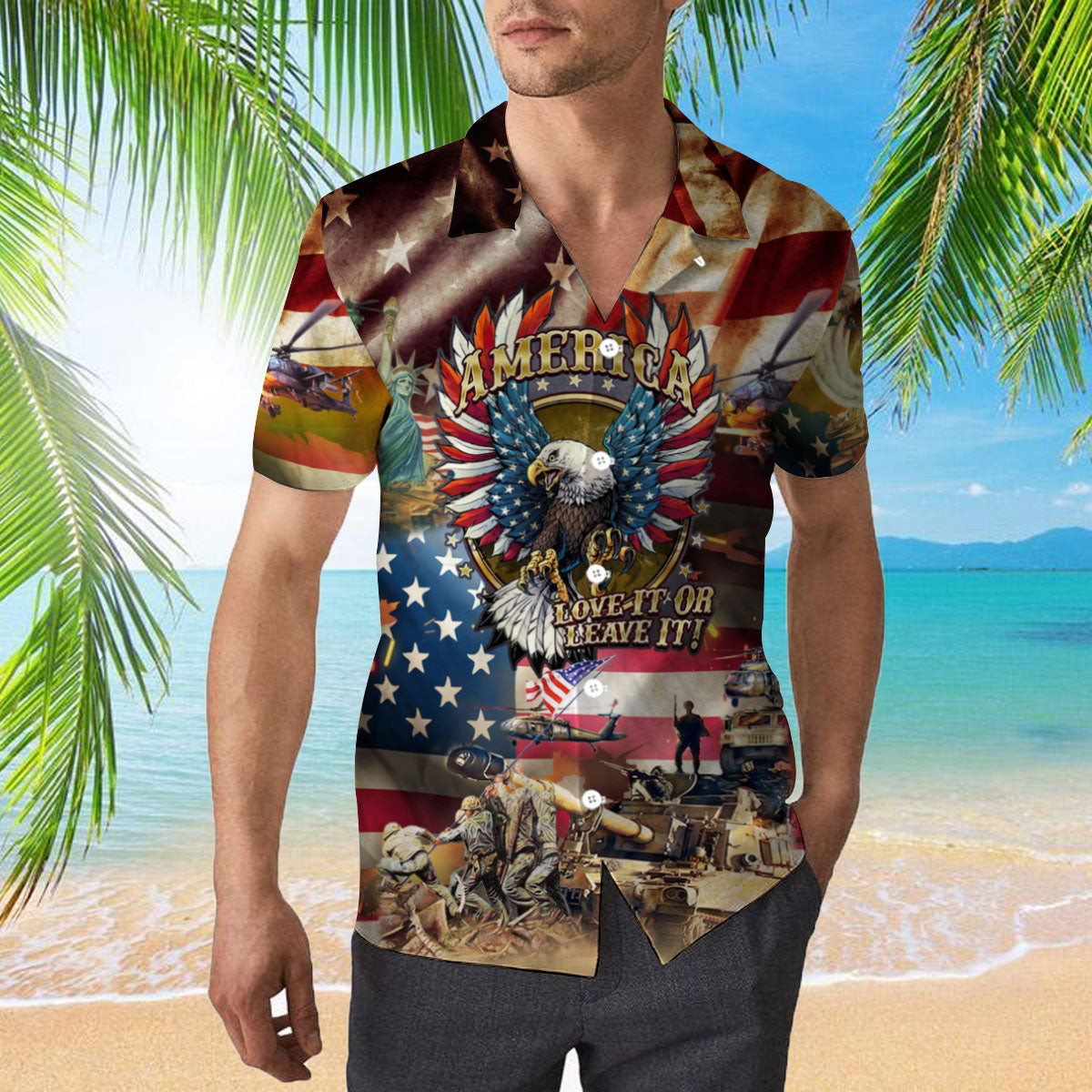 Eagle Patriotic God Bless America Hawaiian Shirt | HW1656