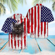 Black Cat Us Flag Pattern Navy Red Amazing Hawaiian Shirt | HW1345