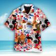 Jersey Cattle With American Flag Tropical Plant Pattern Hawaiian Shirt | HW1446