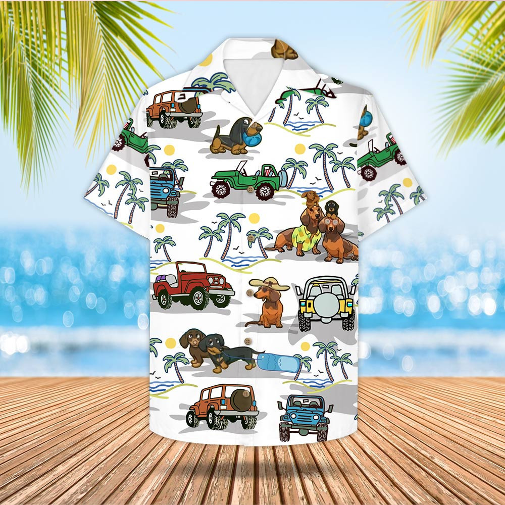 Dachshund & Jep Hawaiian Shirt, Aloha Beach Shirt Gift For Dachshund Mom Dachshund Dad