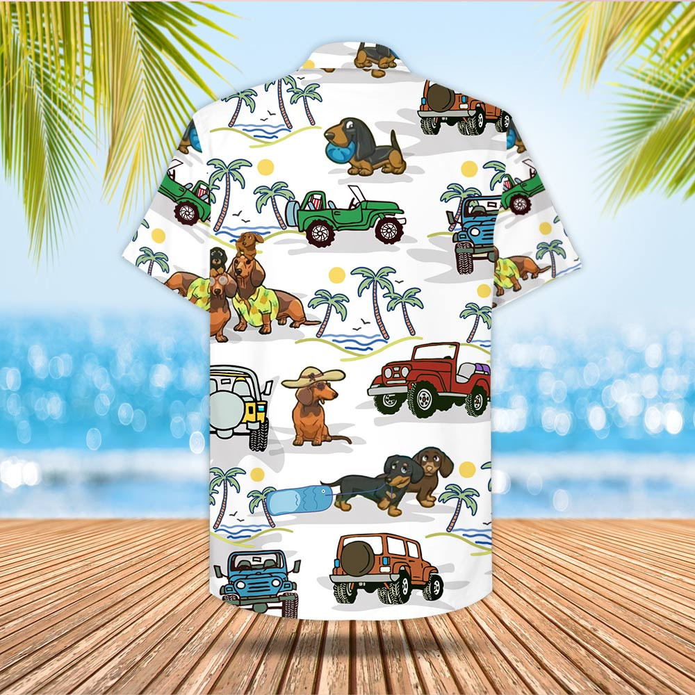 Dachshund & Jep Hawaiian Shirt, Aloha Beach Shirt Gift For Dachshund Mom Dachshund Dad