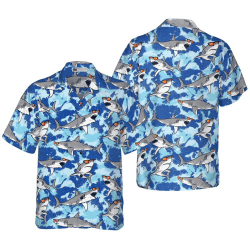 Tie Dye Sharks Wearing Sunglasses Hawaiian Shirt -PersonalizedFury
