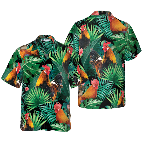 Tropical Rooster Pattern Hawaiian Shirt -PersonalizedFury
