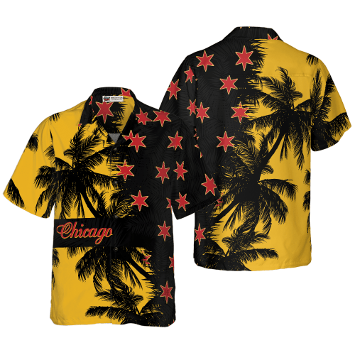 Black & Yellow Chicago Hawaiian Shirt -PersonalizedFury