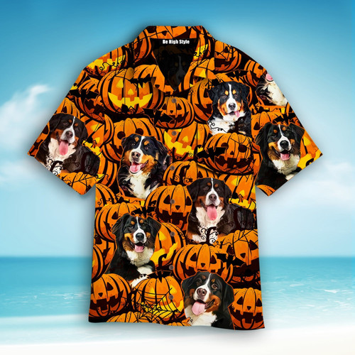 Bernese Mountain Dog Halloween Hawaiian Shirt With Pocket| SP1040 -PersonalizedFury