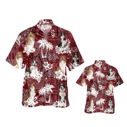 Collie Hawaiian Shirt, Dog In Hawaii Shirt Trilbal Pattern -PersonalizedFury