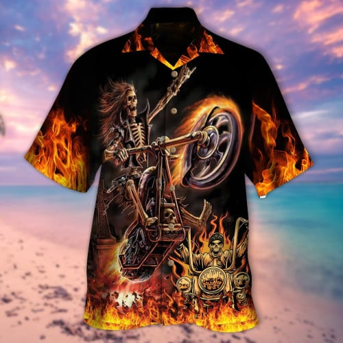 Ghost Rider On Fire Full Printed Hawaii Aloha Beach Shirt, Summer Skull Hawaiian Shirts -PersonalizedFury