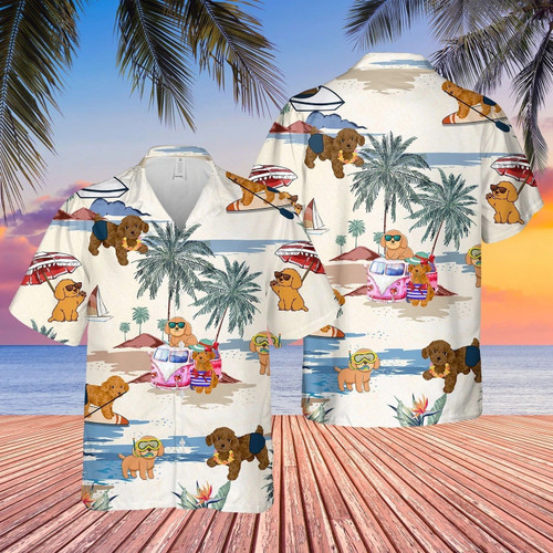 Poodle Toy Summer Beach Hawaiian Shirt, Short Sleeve Dog Full Print Aloha Beach Shirt For Dog Lovers -PersonalizedFury