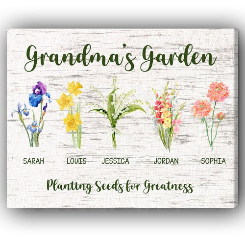 Grandma Garden - Personalized Mother's Day Or Birthday Gift For Grandma - Custom Canvas Print - personalizedfury