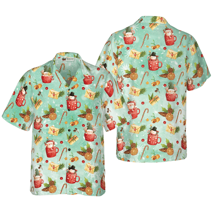 Hyperfavor Santa Christmas Pattern 1 Pattern Hawaiian shirt, Christmas Shirts Short Sleeve Button Down Shirt For Men And Women