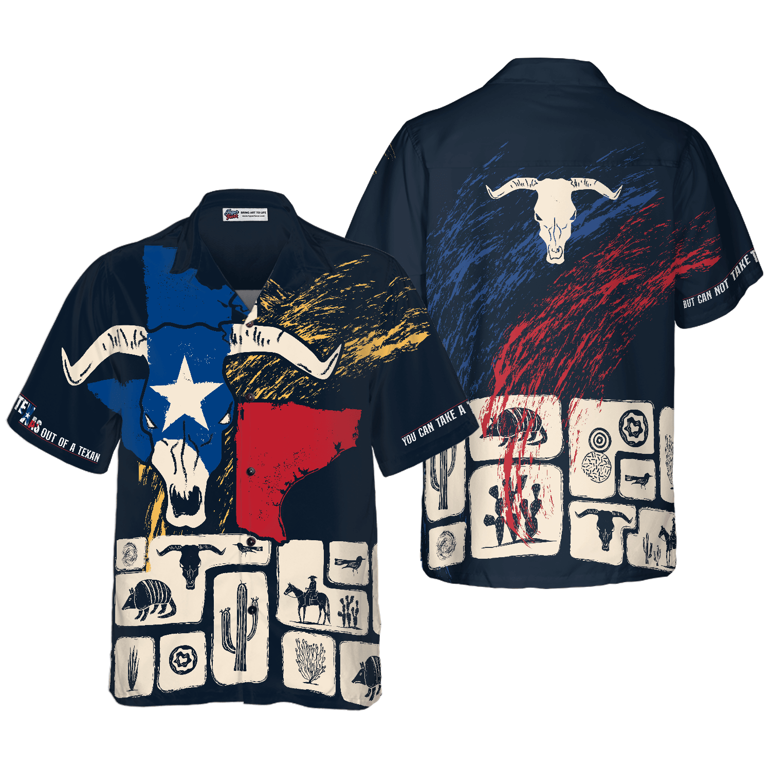 Texas Flag Hawaiian Shirt For Men, Texas Pride Home Shirt Longhorn Skull, Proud Texas Shirt For Texans