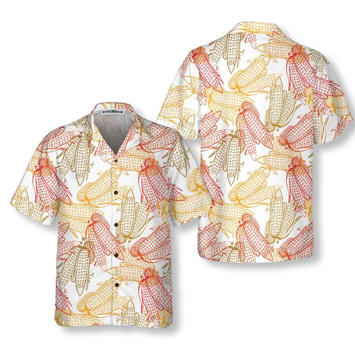 Corn Sketch Pattern Corn Hawaiian Shirt, Corn Shirt For Men & Women, Corn Print Shirt Short Sleeve