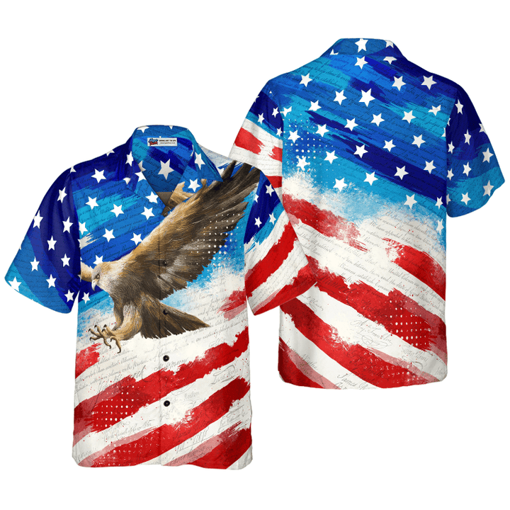 Vintage American Flag Eagle Hawaiian Shirt For Men