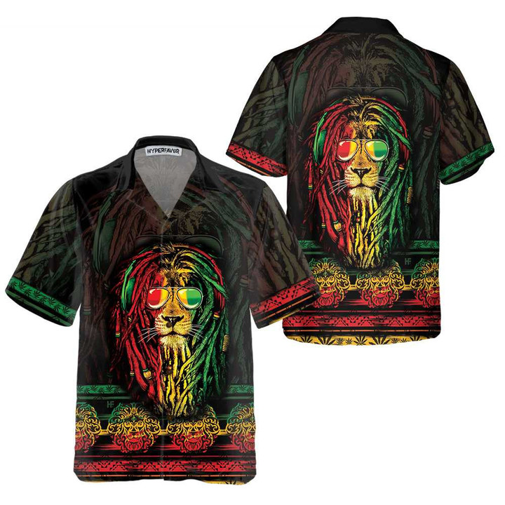 Rasta Lion With Cannabis Marijuana Lion Hawaiian Shirt, Button Up Lion Shirt For Men & Women, Cool Gift For Lion Lover
