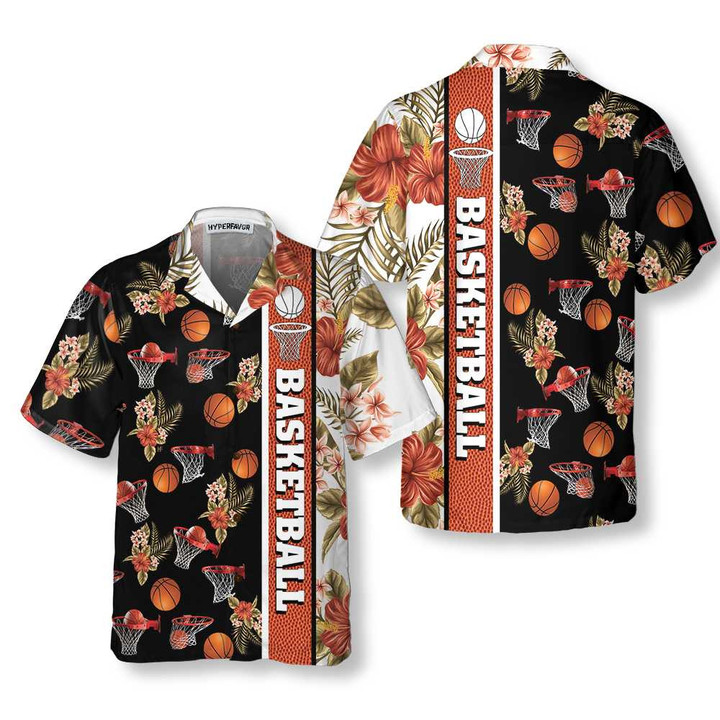 Tropical Basketball Hawaiian Shirt, Button Up Basketball Shirt For Men & Women, Best Gift For Basketball Lover