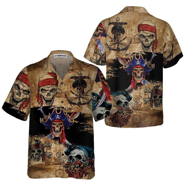 Skull Pirate Hawaiian Shirt, Cool Skull Pirate Shirt For Men, Pirate Gift Idea