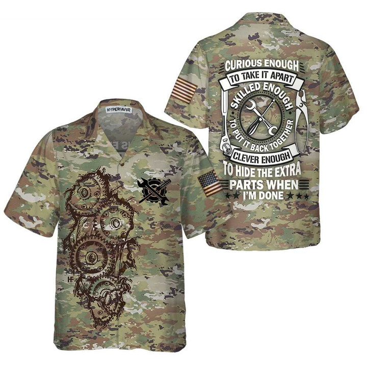 Mechanic Camouflage Hawaiian Shirt, Cool Camo Mechanic Shirt For Men, Best Mechanic Gift