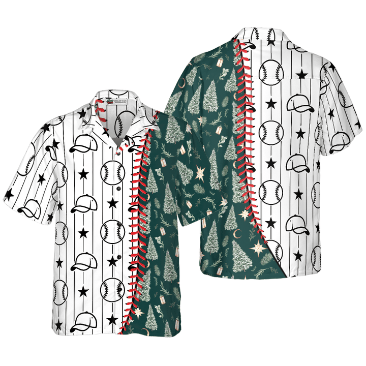 Hyperfavor Christmas Hawaiian Shirts, Baseball Pattern Shirt Short Sleeve, Christmas Shirt Idea Gift For Men And Women