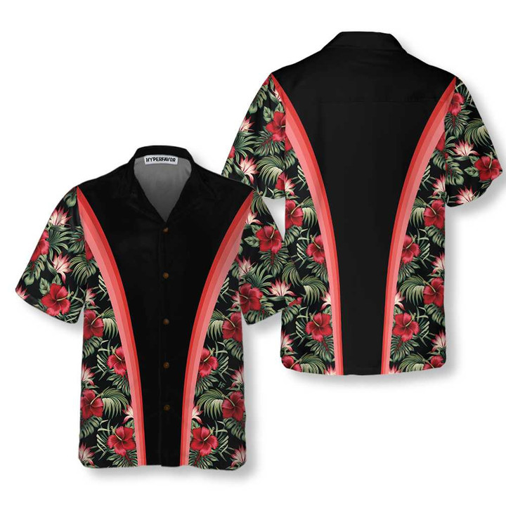 Vintage Hibiscus Pattern Hawaiian Shirt, Unique Hibiscus Print Shirt For Men & Women