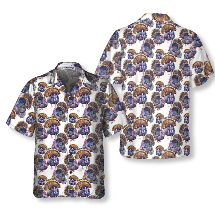 Turkey Chicken Pattern Hawaiian Shirt, Funny Gobble Shirt, Gift For Thanksgiving Day
