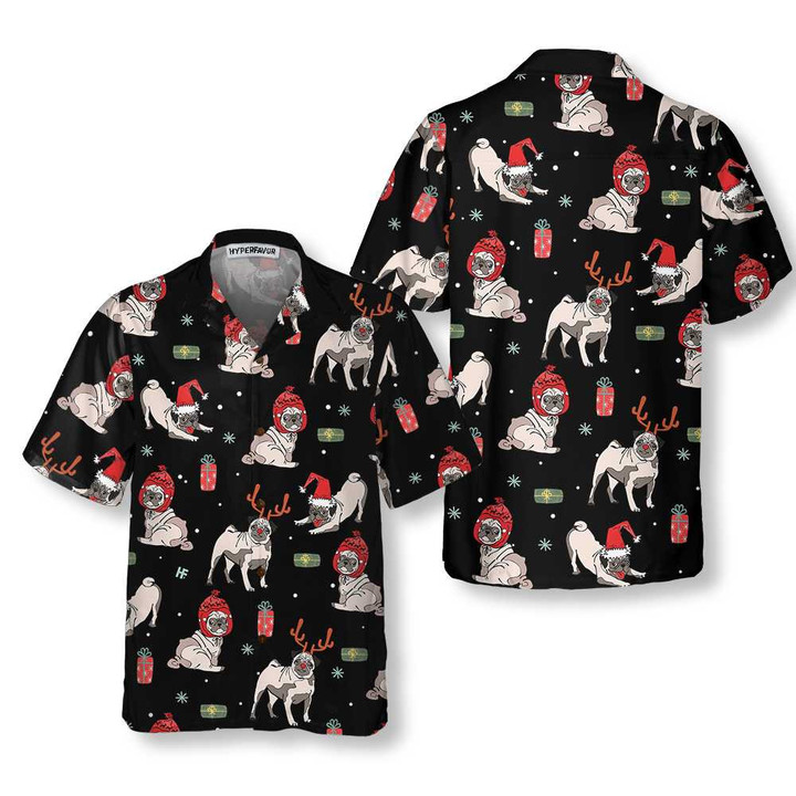 Christmas Pug Dog Hawaiian Shirt, Christmas Pug Shirt For Men & Women, Best Christmas Gift Idea