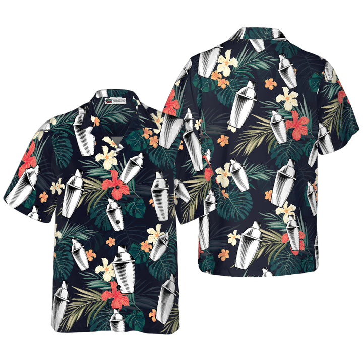 Tropical Pattern Bartender Shirts For Men Hawaiian Shirt