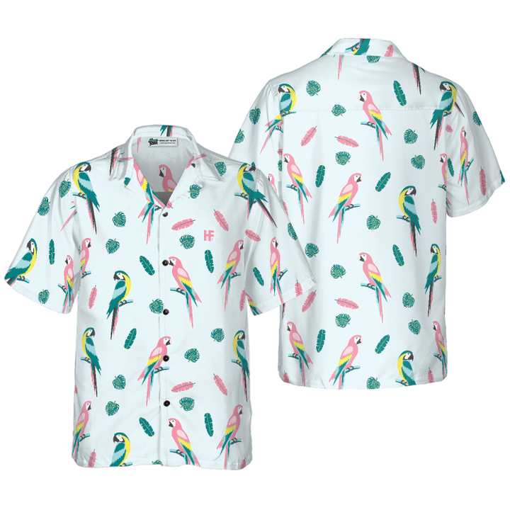 Men's Parrot And Exotic Leaves Shirt Hawaiian Shirt