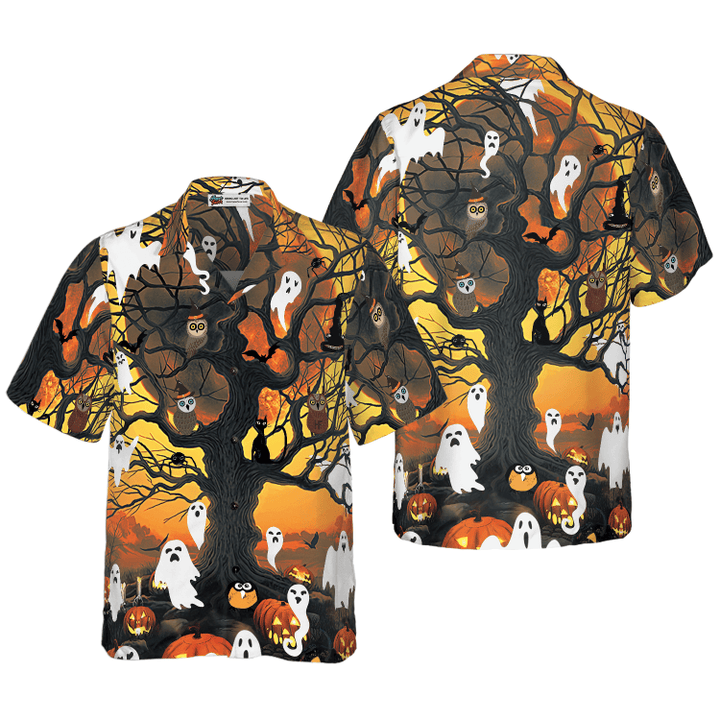 Night Of Pumpkin & Ghost Hawaiian Shirt