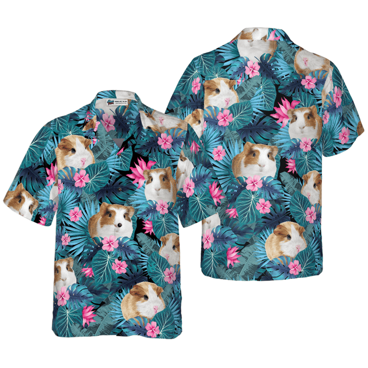 Cute Guinea Pig Tropical Pattern Hawaiian Shirt