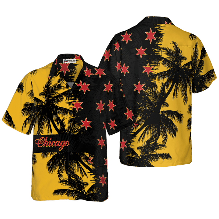 Black & Yellow Chicago Hawaiian Shirt