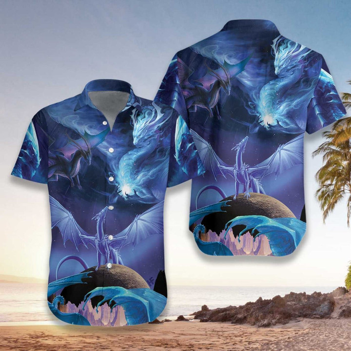 Blue Ice Dragons Art Hawaiian Shirt | HW1575